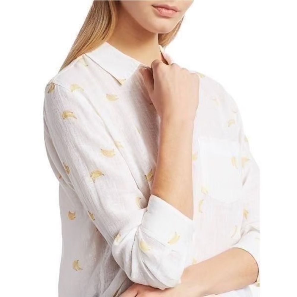 Rails Charli Banana Bunch Button Down White Blous… - image 2